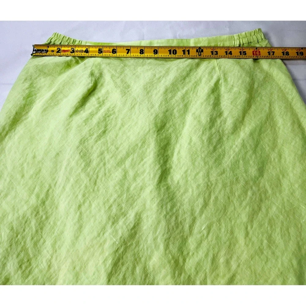 Danny Roberts‎ Linen 2 Piece Set L Lime Green Embroidered Boho Cottagecore 90s